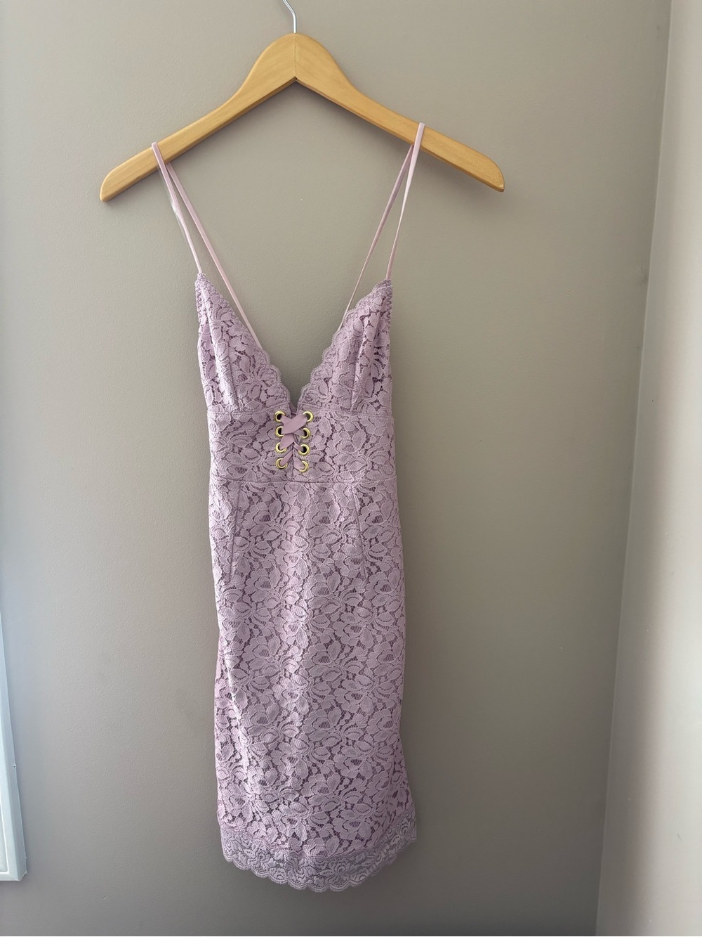 Victoria Secret NWTs Lace Bodycon Slip Dress in Dusty Lilac Sz. XS